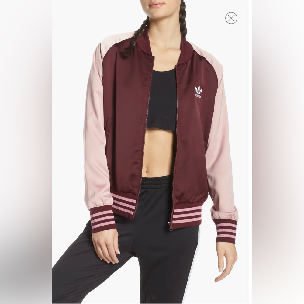 Adidas Two Tone Satin Bomber Track Jacket size Small